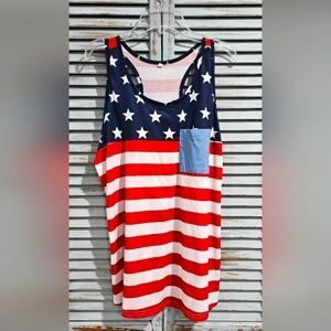 BOUTIQUE AMERICAN FLAG PATRIOTIC TANK TOP Size S Red/White/Blue Pocket Unbranded